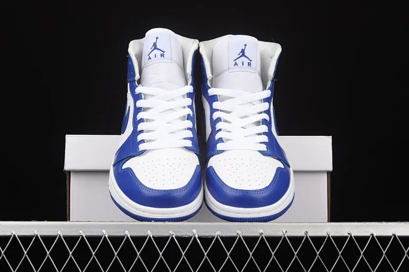 All categories Air Jordan Jordan series basketball shoes Air Jordan 1 Mid G version pure original Air Jordan 1 Mid AJ1 Joe 1 KFC blue China basketball shoes BQ6472-104